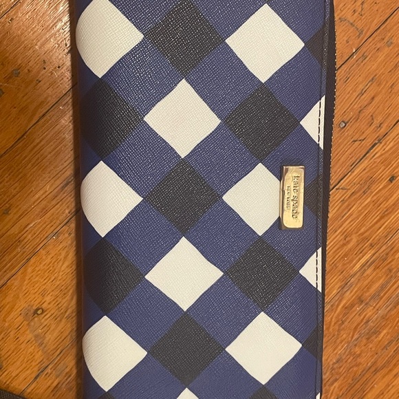Kate Spade Blue and White Checkered Wallet - Picture 1 of 7